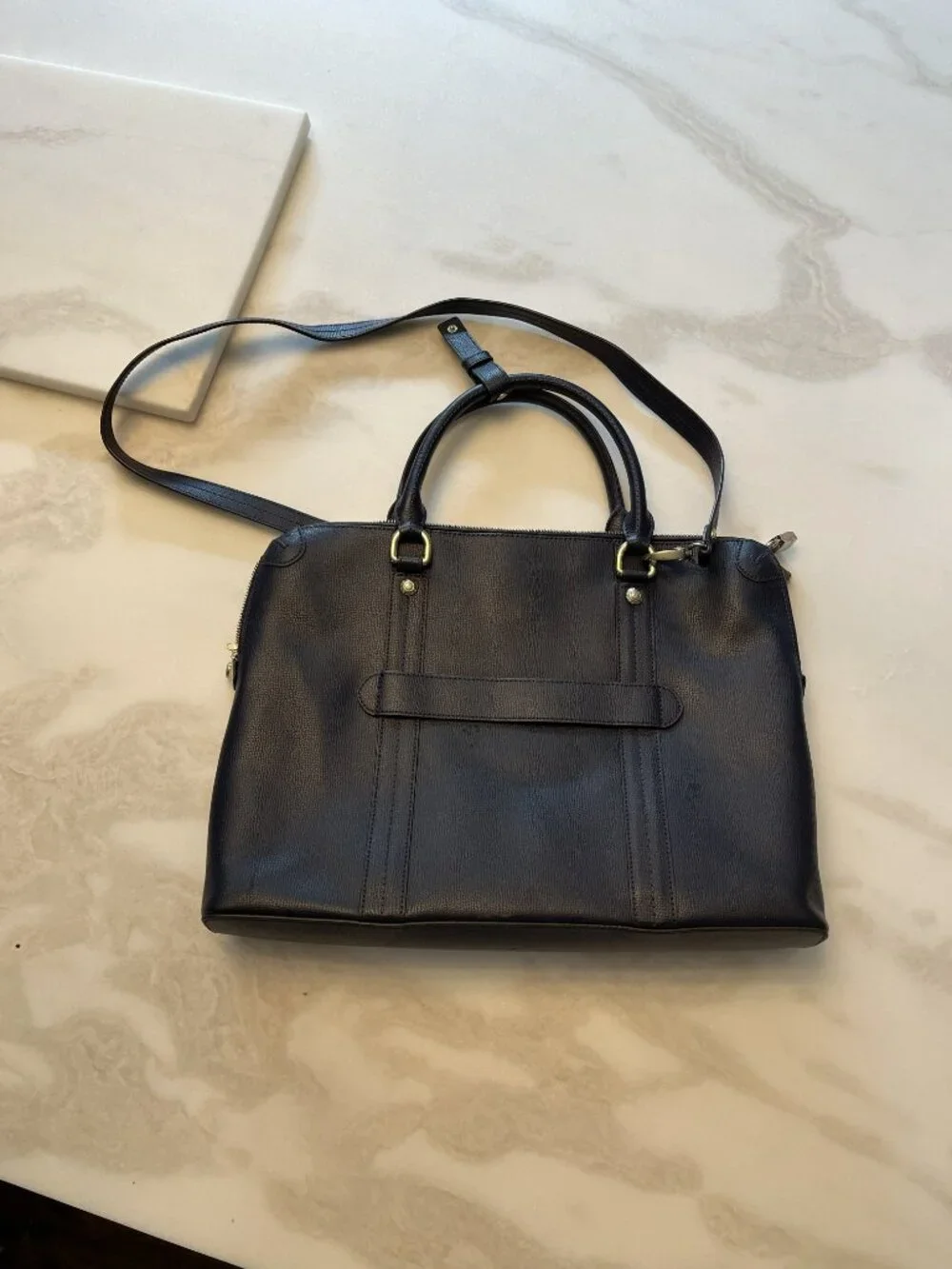 Henri Bendel Navy Blue Laptop Satchel Briefcase Excellent Used Condtion